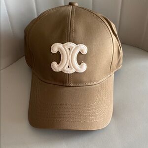Celine Tan Cap with White Logo